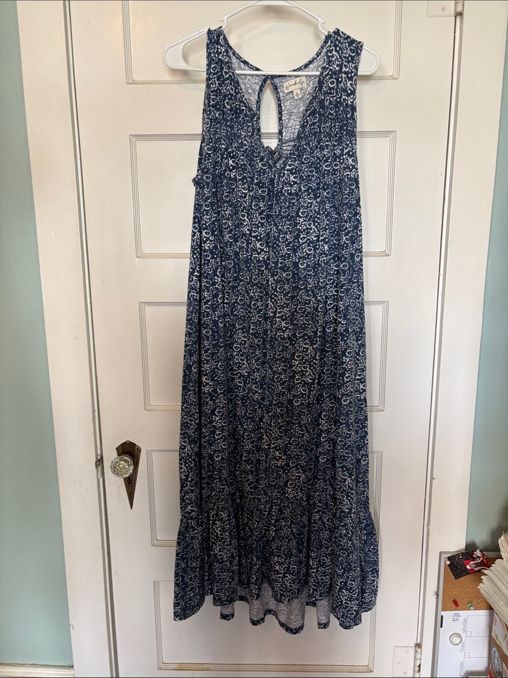 Wonderly Navy and White Floral Maxi Dress Size L